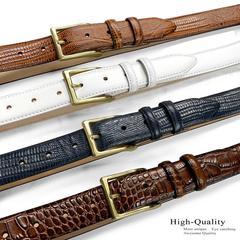 Belts.com Adam Gold Men's Genuine Italian Calfskin Leather Dress Belt 1-1/8"(30mm) Wide Polished Buckle (Smooth Brown, 34) - Image 2